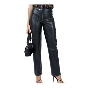 Princess Polly Clipper PU high waisted vegan leather trousers pants US size 2